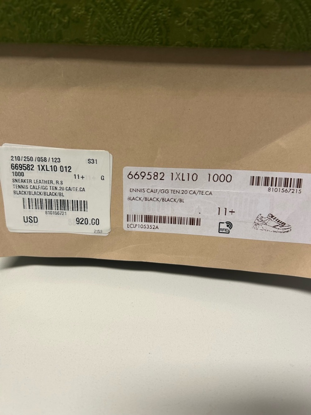 **AUTHENTIC** Gucci Black Leather Sneakers w/ box, dust bags, and extra laces. - Picture 11 of 12